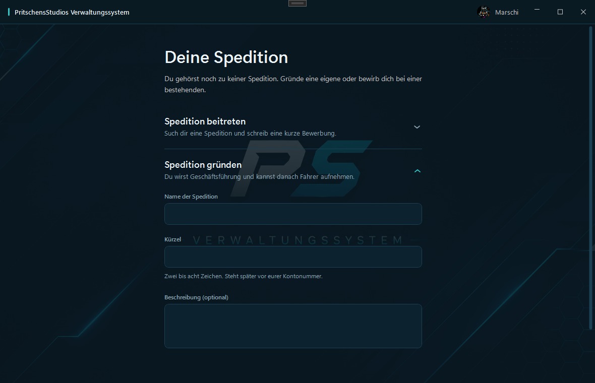 Ansicht zum Gründen oder Beitreten einer Spedition